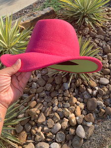 A'mour Unisex Fedora- Hot Pink/ Light Green